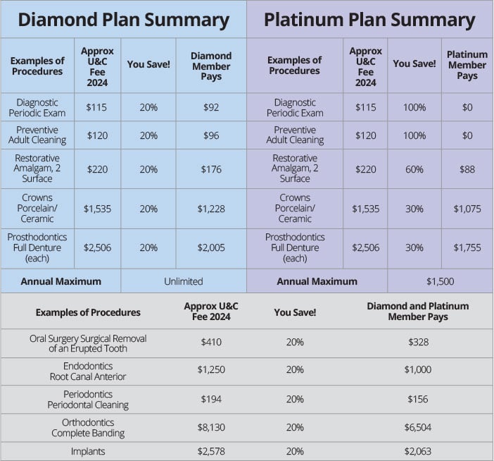 2024 CarePlus Dental Insurance plan comparison grid.